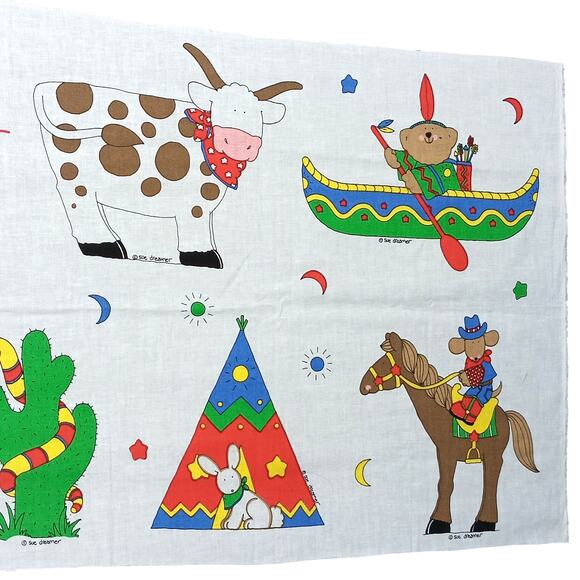 Vintage Sue Dreamer Apparel Art 18" x 45" Fabric Cowboy, Animals Graphics NEW - Picture 4 of 8